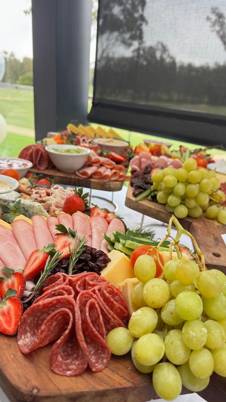 Grazing platter with charcuterie, cheese and fruit